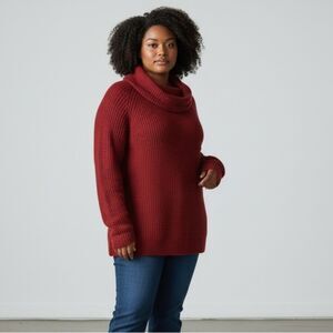 LANE BRYANT Burgundy Cowl Neck Sweater - 18 / 20